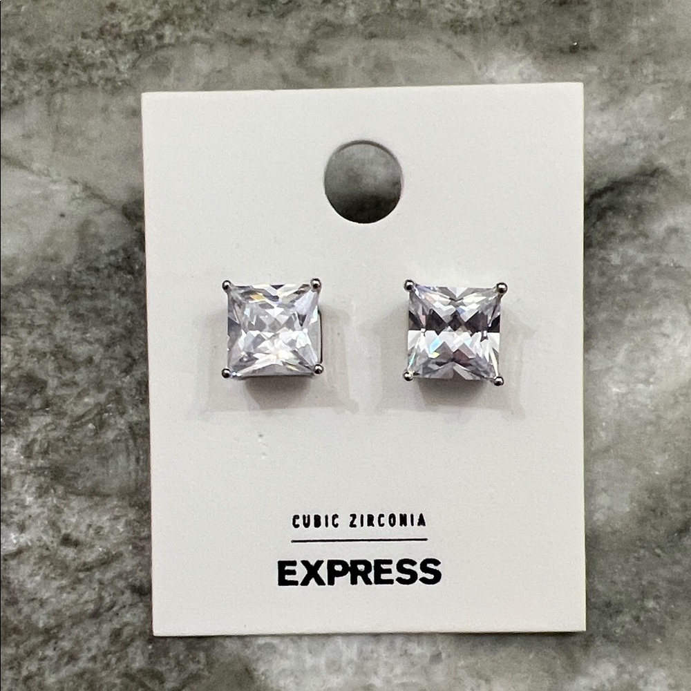 Cubic Zirconia 4ct sized Princess Cut Earrings from Express